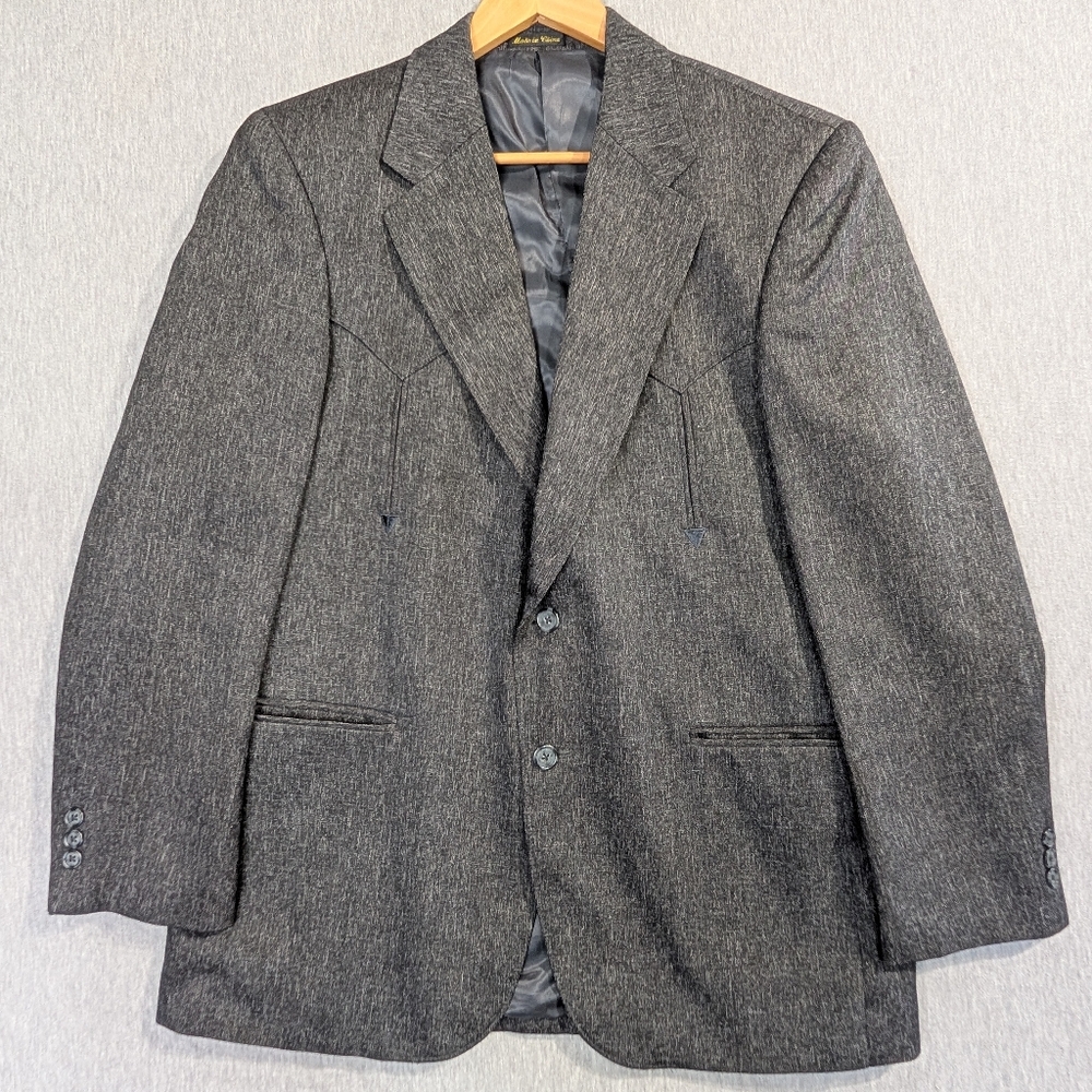 Circle S Western Blazer Men's 44R Gray Black Sport Coat Suit Jacket